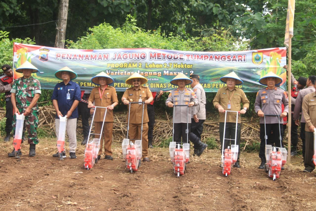 Galakkan Ketahanan Pangan, Pemkab Pemalang Tanam Jagung Bareng Polres