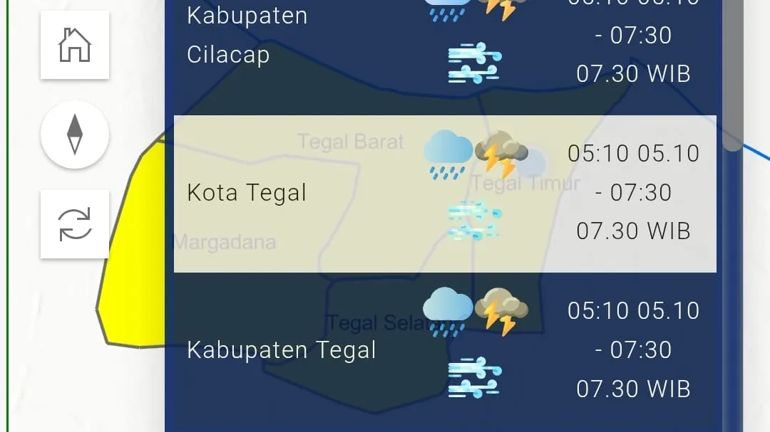 BMKG Peringatkan Hujan Lebat Disertai Petir di Kota Tegal Pagi Ini, Kamis 11 September 2025