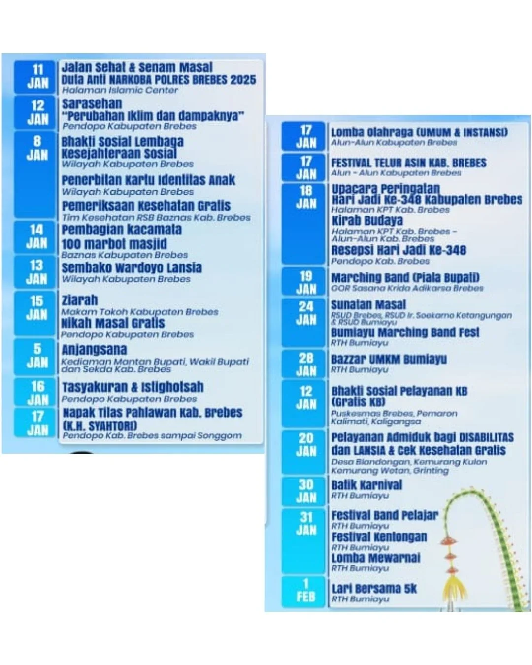 Jadwal Kegiatan HUT Brebes ke 348