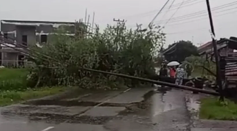 Hujan dan Angin Kencang Ngamuk di Brebes Selatan, Kanopi Balai Desa hingga Tiang Listrik Tumbang
