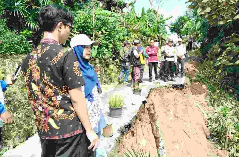 Jalan Kabupaten di Kedungoleng Brebes Longsor, Akses Warga Terancam Terputus