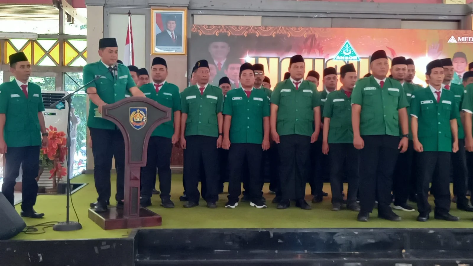Inaugurasi Pimpinan Cabang Gerakan Pemuda (PC GP) Ansor Kabupaten Tegal Masa Khidmat 2025- 2029 yang diselenggarakan di Pendapa Amangkurat Slawi, Senin, 13 April 2026.