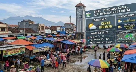 Prakiraan Cuaca Pemalang Jumat 29 Mei 2026 Cerah Berawan, Wilayah Selatan Berpotensi Hujan