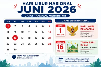 Cek Libur Nasional Juni 2026, Dua Tanggal Merah Tanpa Cuti Bersama