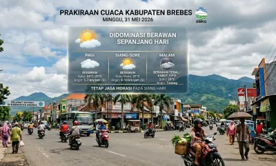 Prakiraan Cuaca Kabupaten Brebes Hari Ini, Minggu 31 Mei 2026 Didominasi Berawan Sepanjang Hari