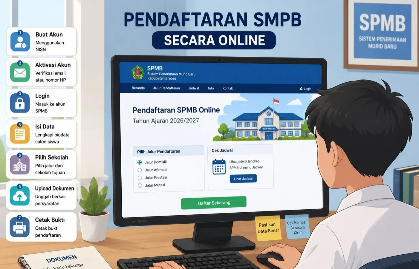 Foto ilustrasi siswa mendaftar SPMB online.
