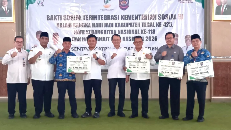 Kemensos RI Gelontorkan Rp 1,7 Miliar Untuk Kabupaten Tegal, Kota Tegal dan Kabupaten Brebes
