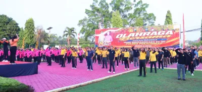 Meriah, Olahraga Bersama Polres Pekalongan Dihadiri Lintas Instansi
