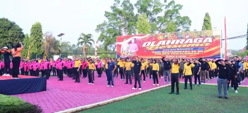 Meriah, Olahraga Bersama Polres Pekalongan Dihadiri Lintas Instansi