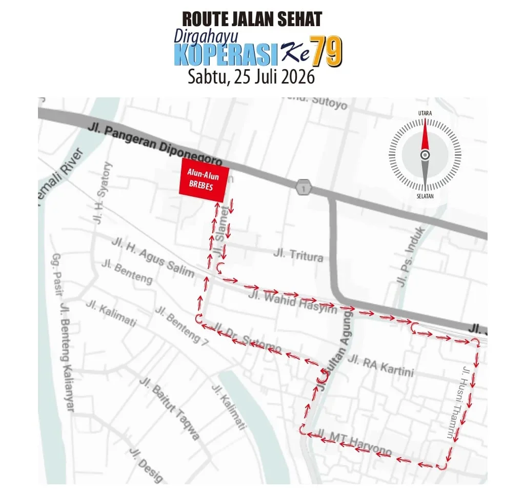 Besok Jalan Sehat Hari Koperasi Lintasi 9 Ruas Jalan, Start Finis di Alun-Alun Brebes