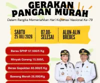 Gerakan Pangan Murah Harkop di Alun-Alun Brebes, Beras Dijual Rp 57.500 Per 5 Kg