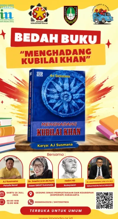 Bedah Novel Menghadang Kubilai Khan Hadir di Solo Angkat Tema Heroisme Leluhur Nusantara, Ini Jadwalnya