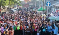 Puncak Harkop di Brebes, Ribuan Warga Brebes Tumpah Ruah Semarakan Jalan Sehat