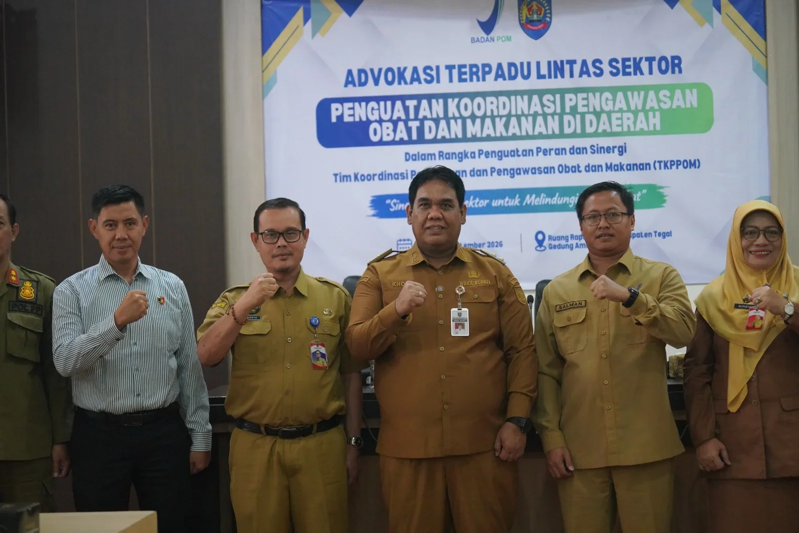 Advokasi Terpadu Lintas Sektor Penguatan Koordinasi Pengawasan Obat dan Makanan di Ruang Rapat Bupati Tegal, Selasa, 15 September 2026.