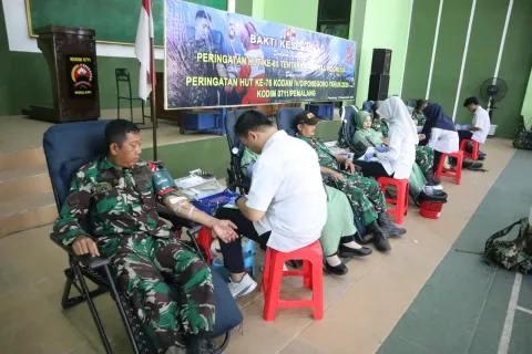 Kodim Pemalang Gelar Aksi Kemanusiaan, 105 Kantong Darah Disumbangkan