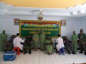 Sambut HUT ke-75 TNI, Kodim 0711/Pemalang Gelar Donor Darah