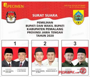 Sudah Ditetapkan, Begini Specimen Surat Suara Pilkada Pemalang 2020