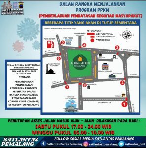 PPKM Diperpanjang, Alun-alun Pemalang Ditutup