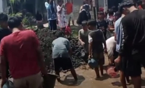 Aksi Protes Nyeleneh di Pemalang, Jalan Rusak Jadi Arena Berebut Ikan Lele