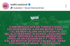 Musisi Tanah Air Salurkan Fee Pestapora 2025 ke WALHI untuk Perjuangan Papua