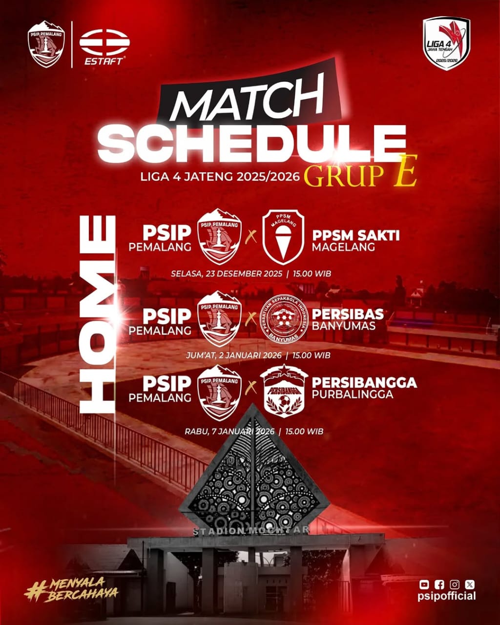 CATAT, Jadwal Pertandingan PSIP Pemalang di Liga 4 Jateng