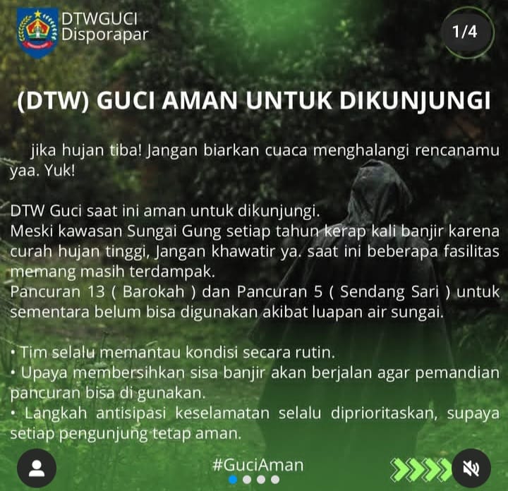 Soal Banjir Guci Tegal, Dinas Porapar Pastikan Aman Dikunjungi