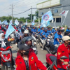 Ratusan Buruh Konvoi di Jalur Pantura Brebes